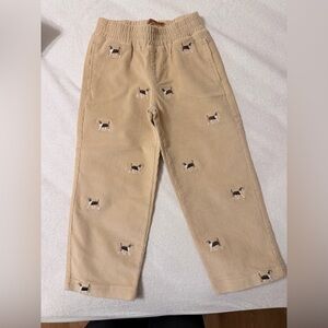 The Beaufort Bonnet Company Tan Corduroy Pants with Dog Design